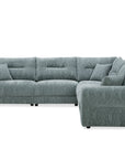 Canapé d'angle en velours chiné bleu BALIANE