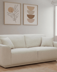 Canapé 3 places en velours chiné beige CARLOTA