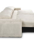 Canapé convertible 3 places avec coffre en velours côtelé épais beige MILO