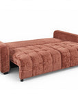 Canapé convertible avec coffre 3 places en velours chiné terracotta RALYA
