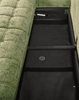 Canapé convertible avec coffre 3 places en velours chiné vert olive RALYA
