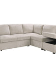 Canapé convertible avec coffre en velours chiné beige BARNEY - Angle droit