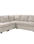 Canapé convertible avec coffre en velours chiné beige BARNEY - Angle gauche