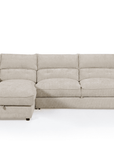 Canapé d'angle convertible avec coffre de rangement en velours chiné beige SAMINA - Angle gauche