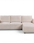 Canapé d'angle convertible avec coffre en tissu bouclette beige MARLA - Angle droit