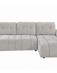 Canapé d'angle convertible avec coffre en velours chiné beige MAHLONE - Angle droit