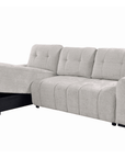 Canapé d'angle convertible avec coffre en velours chiné beige MAHLONE - Angle gauche