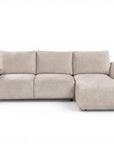 Canapé d'angle convertible avec coffre en velours chiné beige MARLA - Angle droit