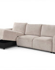 Canapé d'angle convertible avec coffre en velours chiné beige MARLA - Angle gauche