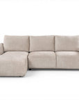 Canapé d'angle convertible avec coffre en velours chiné beige MARLA - Angle gauche