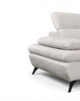 Canapé d'angle convertible avec coffre en velours chiné blanc écru LUFY - Angle droit