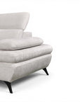 Canapé d'angle convertible avec coffre en velours chiné blanc écru LUFY - Angle gauche