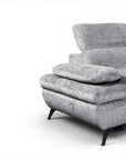 Canapé d'angle convertible avec coffre en velours chiné gris LUFY - Angle droit