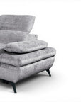 Canapé d'angle convertible avec coffre en velours chiné gris LUFY - Angle gauche