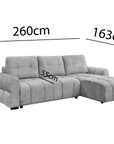 Canapé d'angle convertible avec coffre en velours chiné gris MAHLONE - Angle droit