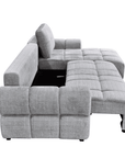 Canapé d'angle convertible avec coffre en velours chiné gris MAHLONE - Angle droit