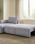 Canapé d'angle convertible avec coffre en velours chiné gris MARLA - Angle gauche
