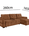 Canapé d'angle convertible avec coffre en velours chiné terracotta MAHLONE - Angle droit