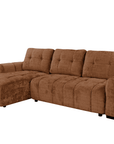 Canapé d'angle convertible avec coffre en velours chiné terracotta MAHLONE - Angle gauche