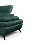 Canapé d'angle convertible avec coffre en velours chiné vert LUFY - Angle gauche