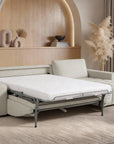 Canapé d'angle convertible ouverture express en tissu beige AGATHE - Angle droit