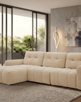 Canapé d'angle en velours tissé beige avec dossier réglable ADONIS - Angle gauche