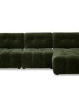 Canapé d'angle en velours tissé vert olive avec dossier réglable ADONIS - Angle droit