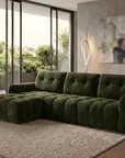 Canapé d'angle en velours tissé vert olive avec dossier réglable ADONIS - Angle gauche