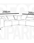 Canapé d'angle fixe modulable avec 1 pouf en tissu effet peau de mouton blanc écru HARLEM XL