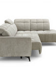 Canapé d'angle relax électrique en velours chiné beige ALVAR - Angle droit