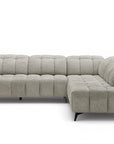 Canapé d'angle relax électrique en velours chiné beige ALVAR - Angle droit