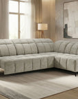 Canapé d'angle relax électrique en velours chiné beige ALVAR - Angle droit
