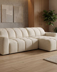 Canapé d'angle relax électrique en velours chiné beige DANIA -Angle droit