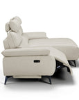 Canapé d’angle relax électrique en velours chiné beige LYANA - Angle droit