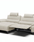 Canapé d’angle relax électrique en velours chiné beige LYANA - Angle gauche