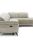 Canapé d'angle relax électrique en velours chiné beige SOLINA - Angle droit