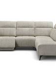 Canapé d'angle relax électrique en velours chiné beige SOLINA - Angle droit
