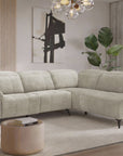 Canapé d'angle relax électrique en velours chiné beige SOLINA - Angle droit