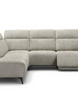 Canapé d'angle relax électrique en velours chiné beige SOLINA - Angle gauche