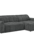 Canapé d'angle relax électrique en velours chiné gris DANIA -Angle droit