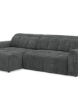 Canapé d'angle relax électrique en velours chiné gris DANIA -Angle gauche