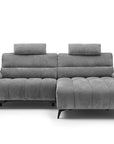 Canapé d’angle relax électrique en velours chiné gris LYANA - Angle droit