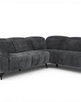Canapé d'angle relax électrique en velours chiné gris SOLINA - Angle droit