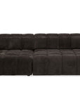 Canapé d'angle relax électrique en velours chiné marron DANIA -Angle gauche