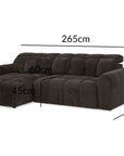 Canapé d'angle relax électrique en velours chiné marron DANIA -Angle gauche