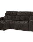 Canapé d'angle relax électrique en velours chiné marron DANIA -Angle gauche