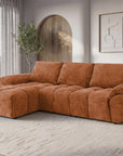 Canapé d’angle relax électrique en velours chiné terracotta ALPES - Angle gauche