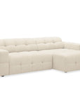 Canapé d'angle relax en velours texturé beige FEDORA - Angle droit