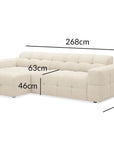 Canapé d'angle relax en velours texturé beige FEDORA - Angle gauche
