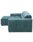 Canapé d'angle relax en velours texturé bleu FEDORA - Angle gauche